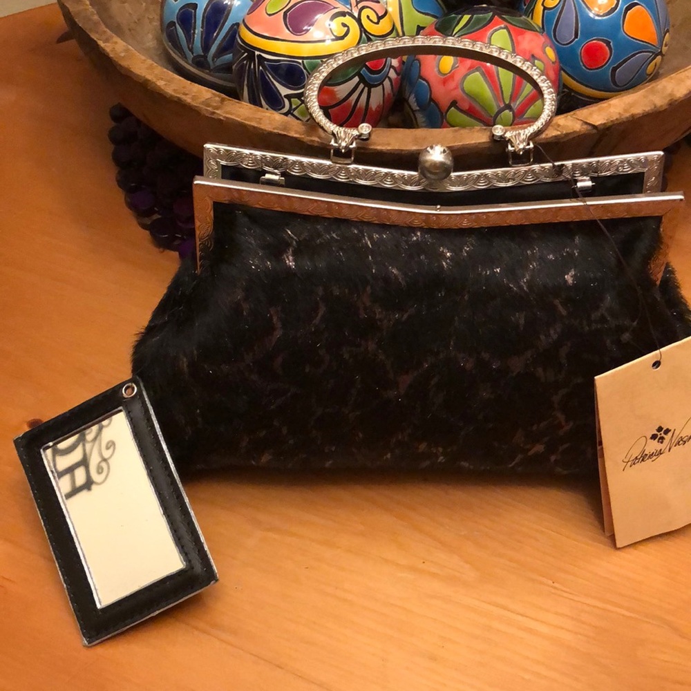 Patricia Nash Black Calf hair Katia Crossbody